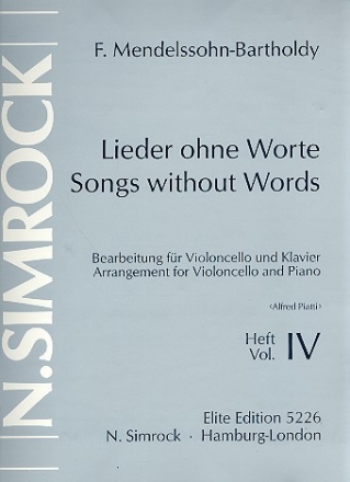 Lieder ohne Worte Band 4 fr Violoncello und Klavier