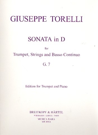 Sonata D major for trumpet, strings and bc fr Trompete und Klavier