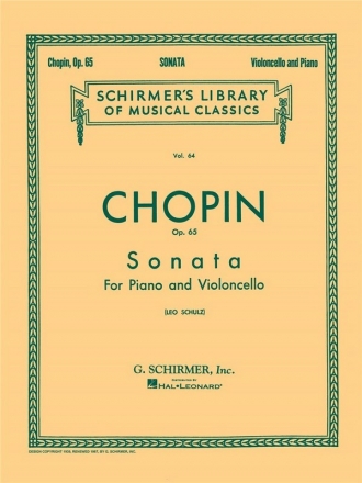 SONATA OP.65 FOR VIOLONCELLO AND PIANO SCHULZ, LEO, ED