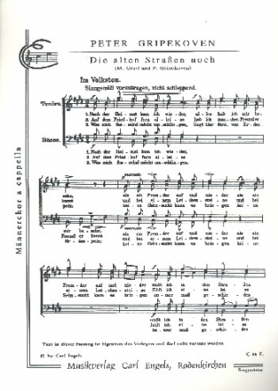 Die alten Straen noch fr Mnnerchor und Klavier Singpartitur