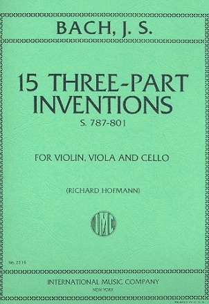 15 three-part Inventions BWV787-801: for violin, viola and cello