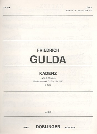 Kadenz zum Klavierkonzert D-Dur KV537 (1. Satz)