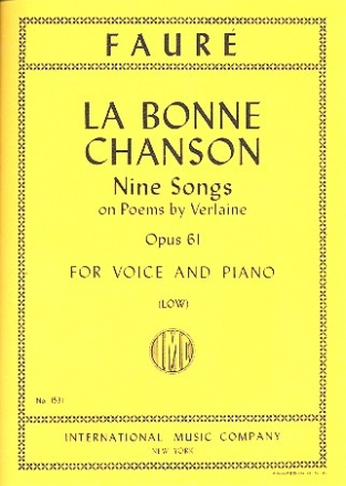 La bonne chanson 9 songs op.61 for low voice and piano