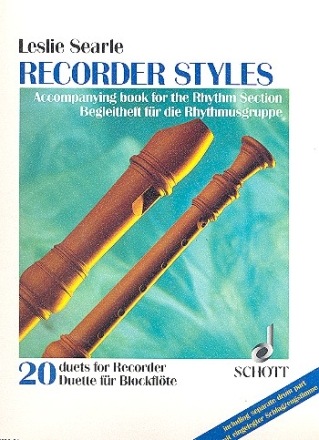 Recorder Styles fr Sopran- und Alt-Blockflte Schlagzeugpartitur - Begleitheft fr die Rhythmusgruppe mit eingelegte