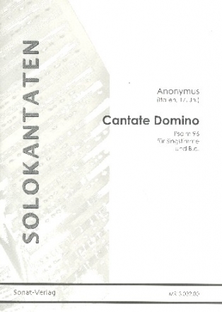 Cantate domino - canticum novum Motette fr Sopran und Generalba