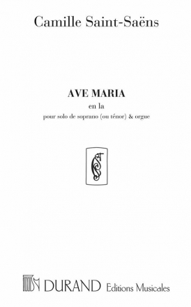 Ave Maria la majeur pour soprano ou tenore et orgue