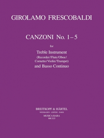 Canzoni nos.1-5 for treble instrument (recorder, flute, oboe, cornetto, violin, trumpe