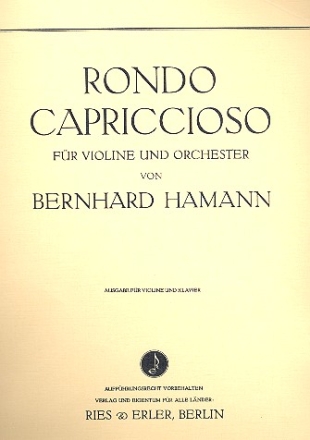 Rondo capriccioso fr Violine und Orchester fr Violine und Klavier