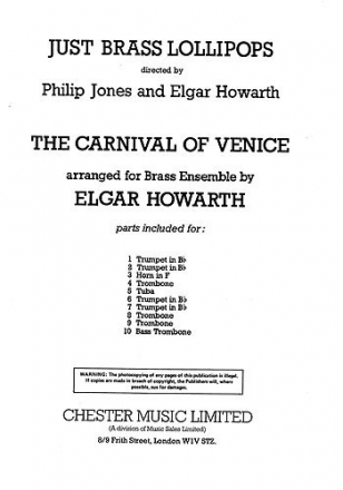 THE CARNIVAL OF VENICE FOR BRASS ENSEMBLE   PARTITUR+10STIMMEN HOWARTH, ELGAR, ARR