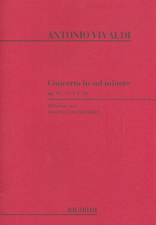 Concerto sol minore op.9,3 per violino, archi e organo Klavierauszug