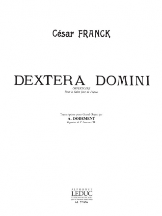 DEXTERA DOMINI POUR GRAND ORGUE OFFERTOIRE POUR LE SAINT JOUR DE PAQUES