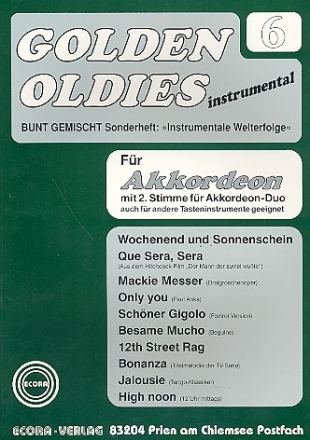 Golden Oldies Band 6 fr 1-2 Akkordeons oder andere Tasteninstrumente Bunt gemischt Sonderheft