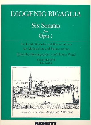 6 Sonatas from op.1 vol.1 op.1,3 op.1,4 und op.1,9 fr Altblockflte und Bc