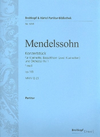 Konzertstck f-Moll Nr.1 op.113 fr Klarinette, Bassetthorn (2 Klarinetten) und Orchester Partitur