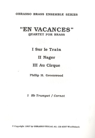 En vacances for brass quartet -score+8parts- obrasso brass ensemble series no.11