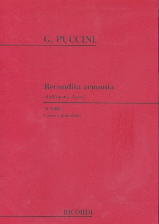 Recondita armonia dall'opera Tosca per canto (tenore) e pianoforte