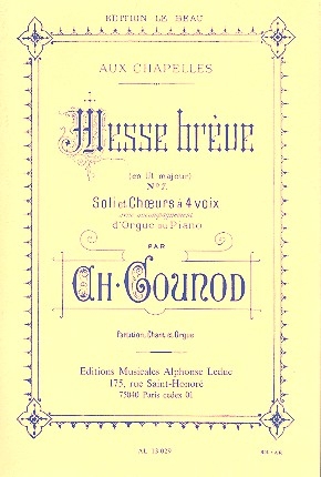 Messe brve ut majeur no.7 pour soli, choeur  4 voix et orgue ou piano,  partition chant et orgue