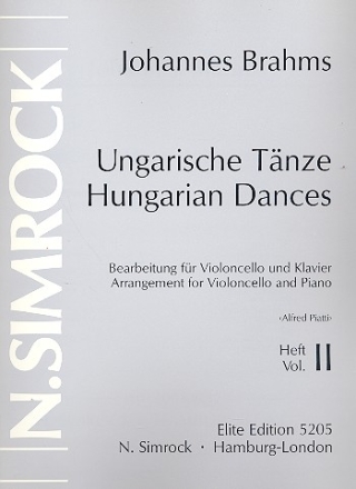 Ungarische Tnze Band 2 (Nr.6-10) fr Violoncello und Klavier