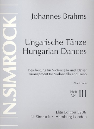 Ungarische Tnze Band 3 (Nr.11-16) fr Violoncello und Klavier