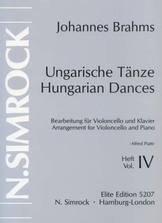 Ungarische Tnze Band 4 (Nr.17-21) fr Violoncello und Klavier