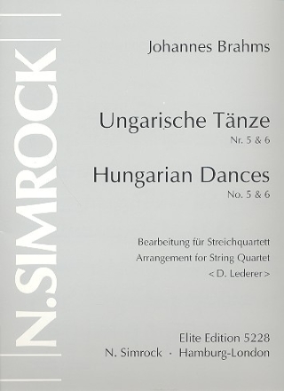 Ungarische Tnze Nr.5 und Nr.6 fr Streichquartett Stimmen