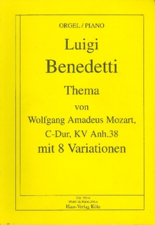 Thema und 8 Variationen ber ein Thema von Mozart (C-Dur KVAnh.38) fr Orgel (Piano)