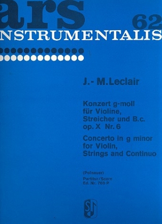 Konzert g-Moll op.10,6 fr Violine, Streicher und Bc Partitur