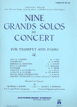 9 grands solos de concert for trumpet and piano