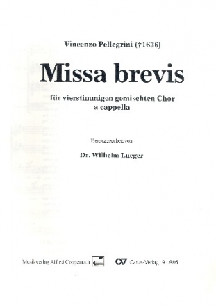 Missa brevis fr 4-stg gem Chor a cappella (la) Partitur