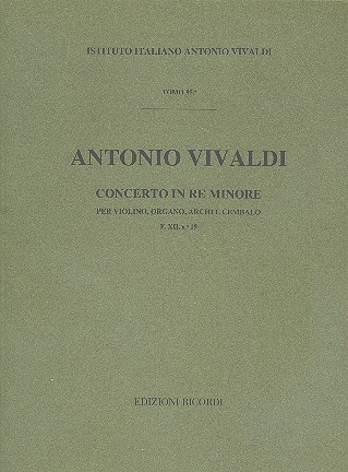 Concerto re minore F.XII:19 per violino, organo, archi e cembalo partitura