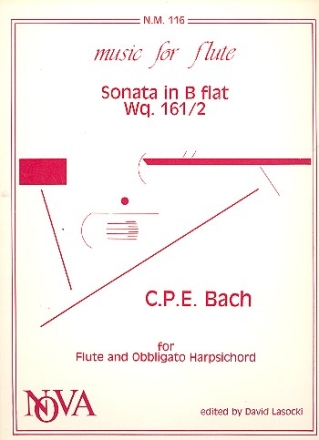 SONATA B FLAT MAJOR WQ161,2 FOR FLUTE AND OBBLIGATO HARPSICHORD LASOCKI, D., ED.