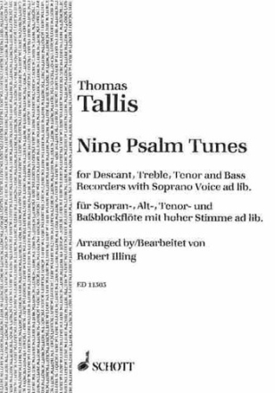 9 psalm tunes F. SATB BLOCKFL. fr SATB Blockflten und hohe Stimme ad lib Partitur