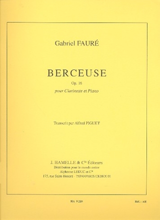 BERCEUSE OP.16 POUR CLARINETTE ET PIANO