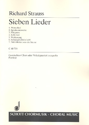 Sieben vierstimmige Lieder o. Op. AV. 67 fr Gesangsquartett oder gemischter Chor (SATB) Chorpartitur