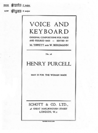 Man is for the woman made for high voice and keyboard TIPPETT, M., ED.