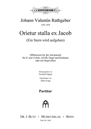 Orietur stella ex Jacob fr SA-Solo, SATB Chor, Orgel und Orchester (oder Orgel alleine) Partitur (la)