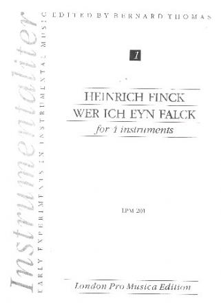 Wer ich eyn Falck for 4 instruments (SATB) score and parts