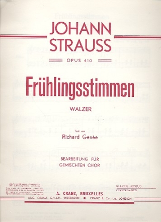 Frhlingsstimmen op.410 (Walzer) fr gem Chor und Klavier Klavierpartitur