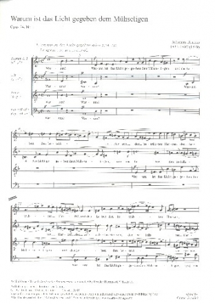 Warum ist das Licht gegeben dem Mhseligen op.74,1 fr gem Chor a cappella Partitur