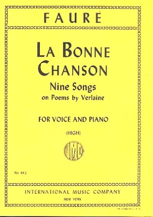 La bonne chanson 9 songs on poems by Verlaine for high voice and piano (fr)