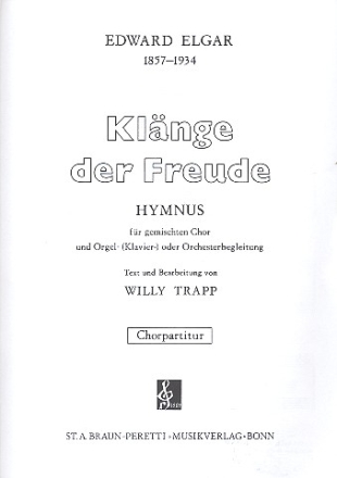 Klnge der Freude fr gem Chor und Klavier (Orgel) oder Orchester Chorpartitur