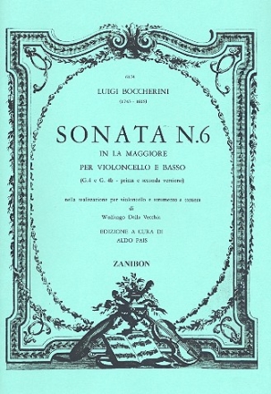 Sonata la maggiore no.6 per violoncello e strumento di tastiera