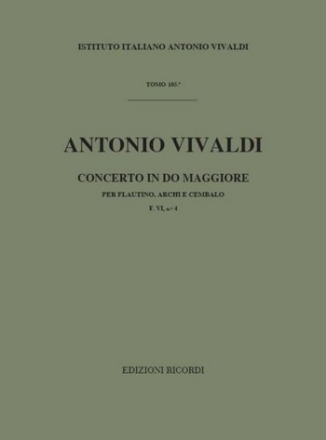 Concerto do maggiore FVI:4 per flautino, archi e cembalo partitura