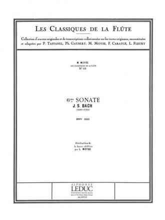 SONATE MI MAJEUR NO.6 BWV1035 POUR FLUTE ET PIANO             AK MOYSE, M., ARR.