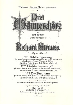 Schlachtgesang op. 45,1 fr Mnnerchor a cappella Partitur