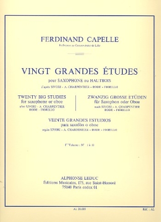 20 grandes tudes vol.1 (nos.1-10) pour saxophone ou hautbois