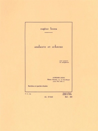 Andante et Scherzo pour quatuor de saxophones partition et parties