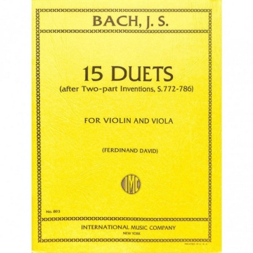 15 Duets after 2-part inventions BWV772-786 for violin and viola DAVID, FERDINAND, ED.