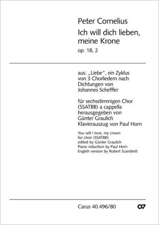 ICH WILL DICH LIEBEN MEINE KRONE FUER 6STG. CHOR (SSATBB) A CAPPELLA KLAVIERAUSZUG (DT/EN)