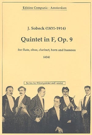 Quintet F major op.9 for flute, oboe, clarinet, horn and bassoon score and parts